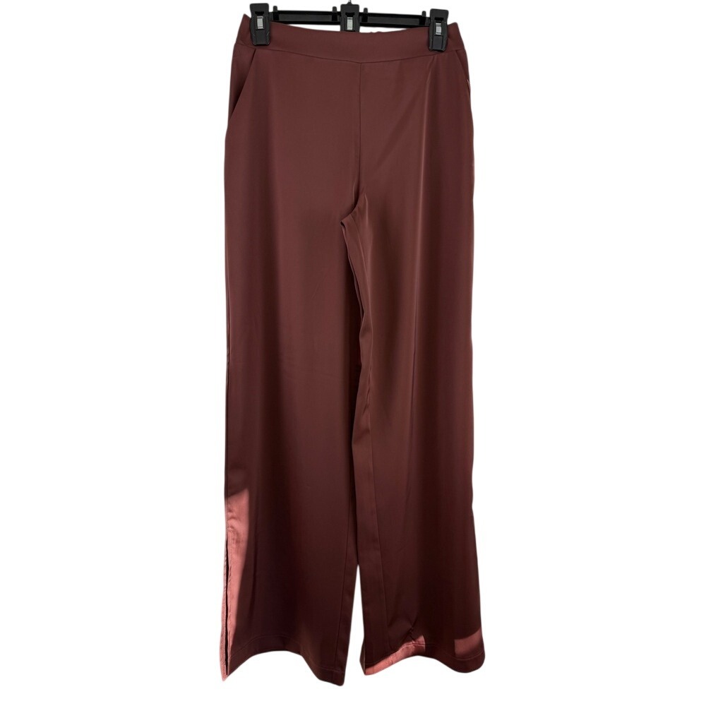 Forever 21‎ Chocolate Brown Wide Leg High Rise Pants Elastic Waist Minimalist S